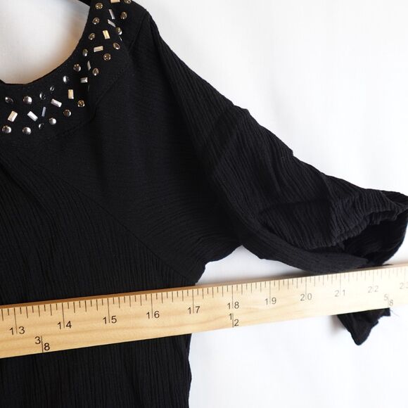 Cato EST. 1946 Blouse Women's Large Black Cold Shoulder Studded Keyhole Top - Picture 4 of 10